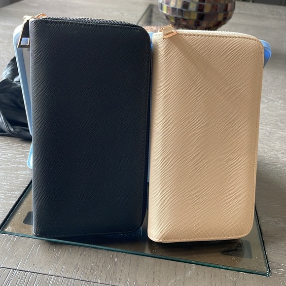 Bone PINK  wallet with cards and compartments & rose gold zipper . - Picture 2 of 6